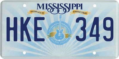 MS license plate HKE349