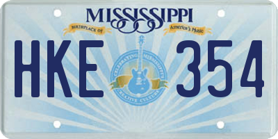 MS license plate HKE354