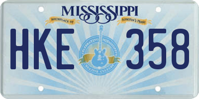 MS license plate HKE358