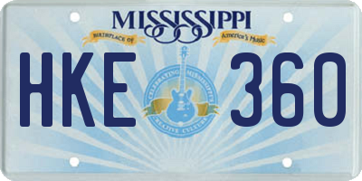 MS license plate HKE360