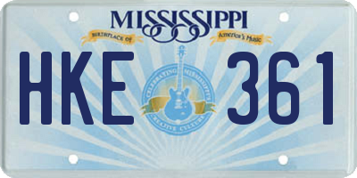MS license plate HKE361