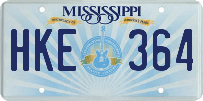 MS license plate HKE364
