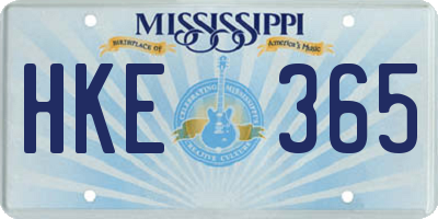 MS license plate HKE365