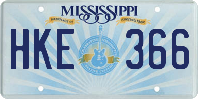 MS license plate HKE366