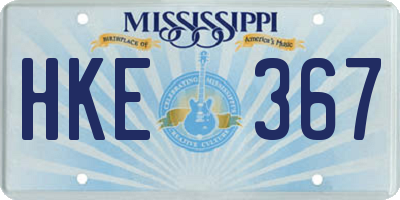 MS license plate HKE367