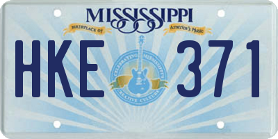 MS license plate HKE371