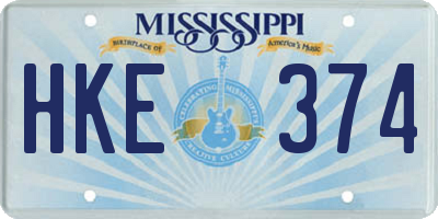 MS license plate HKE374