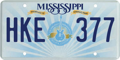 MS license plate HKE377