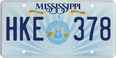 MS license plate HKE378