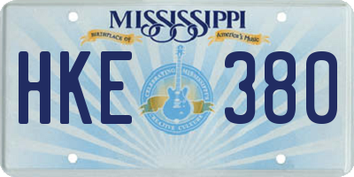 MS license plate HKE380