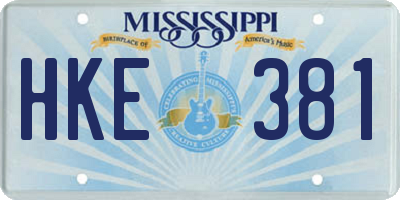 MS license plate HKE381