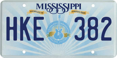MS license plate HKE382