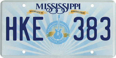 MS license plate HKE383
