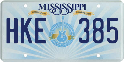 MS license plate HKE385