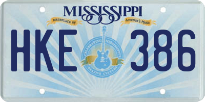 MS license plate HKE386