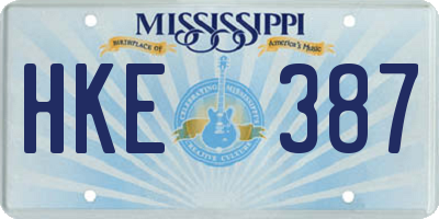 MS license plate HKE387