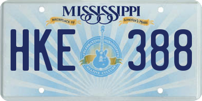 MS license plate HKE388