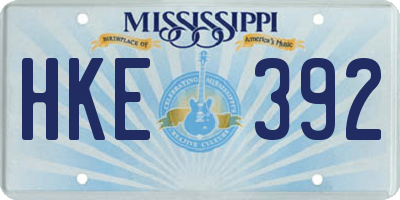 MS license plate HKE392