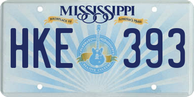 MS license plate HKE393