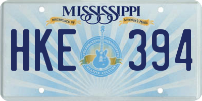 MS license plate HKE394