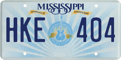 MS license plate HKE404