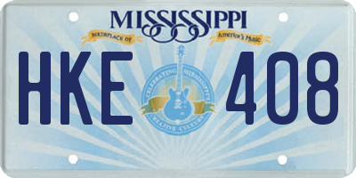 MS license plate HKE408