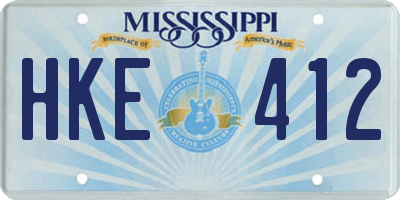 MS license plate HKE412