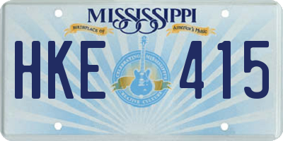 MS license plate HKE415