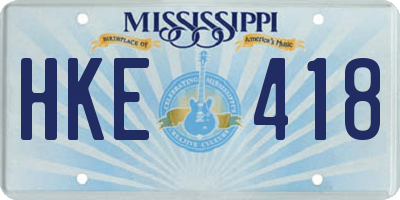 MS license plate HKE418