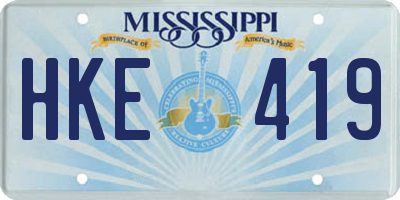 MS license plate HKE419