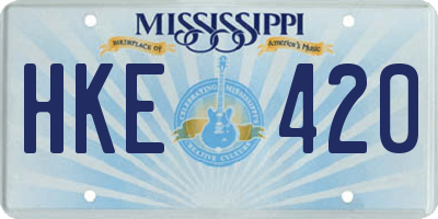 MS license plate HKE420