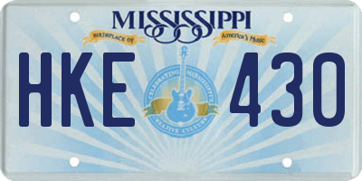MS license plate HKE430
