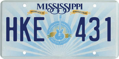 MS license plate HKE431
