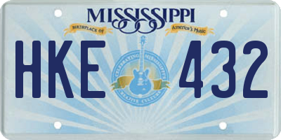 MS license plate HKE432