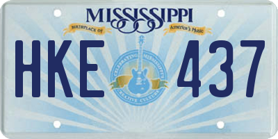MS license plate HKE437