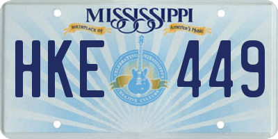 MS license plate HKE449