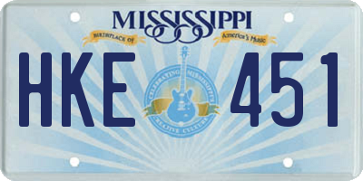 MS license plate HKE451