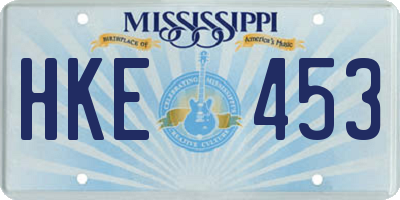 MS license plate HKE453