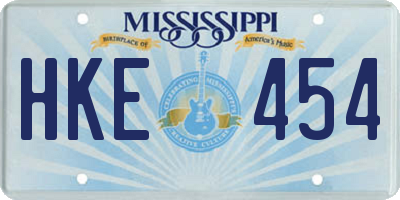 MS license plate HKE454