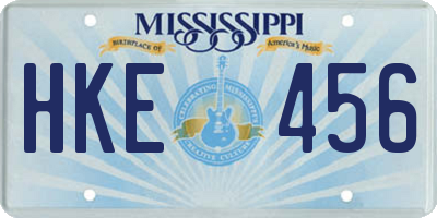 MS license plate HKE456