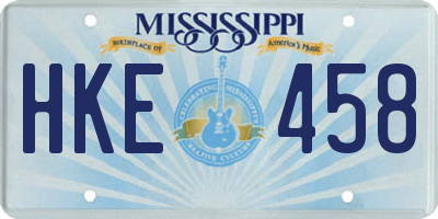 MS license plate HKE458