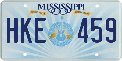 MS license plate HKE459