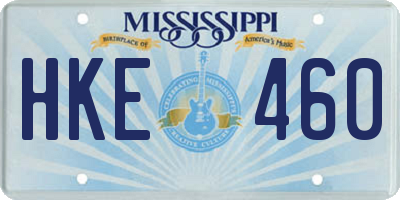 MS license plate HKE460