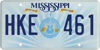 MS license plate HKE461