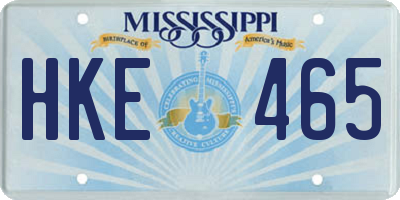 MS license plate HKE465
