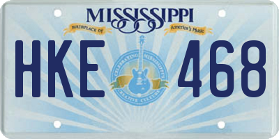 MS license plate HKE468