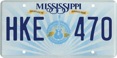 MS license plate HKE470