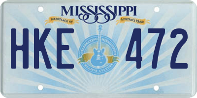 MS license plate HKE472