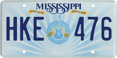 MS license plate HKE476