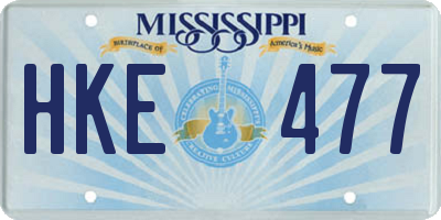 MS license plate HKE477